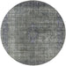 Round Mid-Century Modern Carbon Gray Oriental Rug, urb581