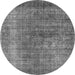 Round Machine Washable Oriental Gray Industrial Rug, wshurb581gry