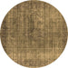 Round Oriental Brown Industrial Rug, urb581brn