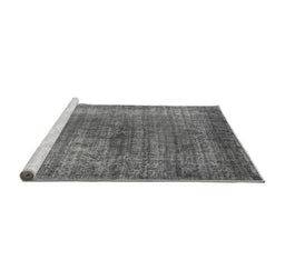 Sideview of Machine Washable Oriental Gray Industrial Rug, wshurb581gry