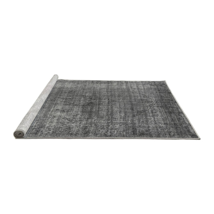 Sideview of Machine Washable Oriental Gray Industrial Rug, wshurb581gry