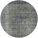 Round Machine Washable Industrial Modern Carbon Gray Rug, wshurb581