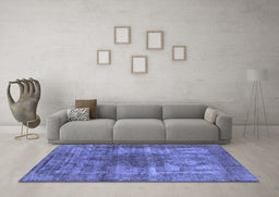 Machine Washable Oriental Blue Industrial Rug in a Living Room, wshurb582blu