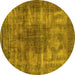 Round Oriental Yellow Industrial Rug, urb582yw