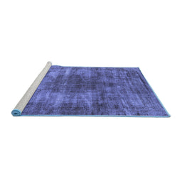 Sideview of Machine Washable Oriental Blue Industrial Rug, wshurb582blu