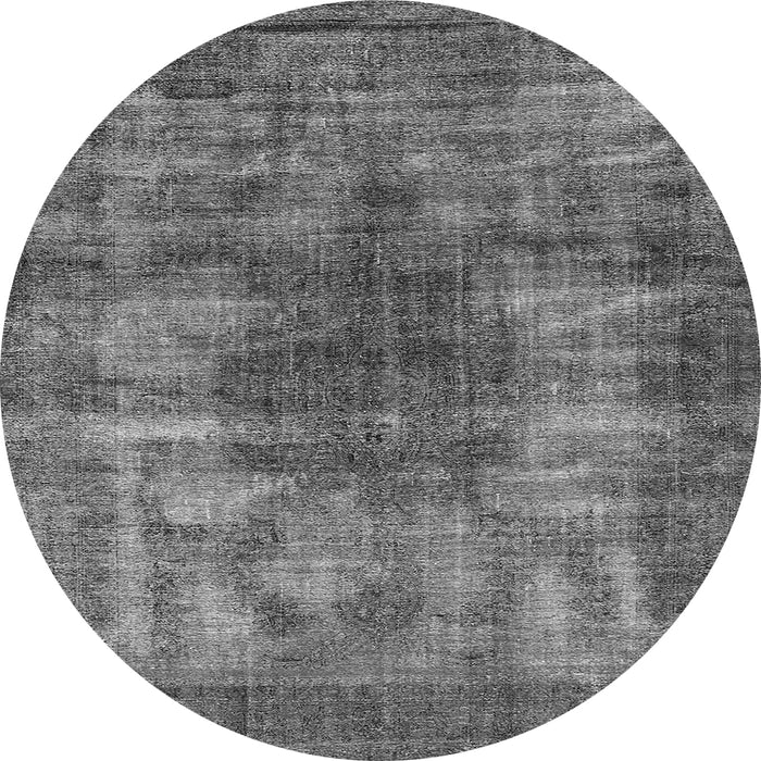 Round Machine Washable Oriental Gray Industrial Rug, wshurb582gry