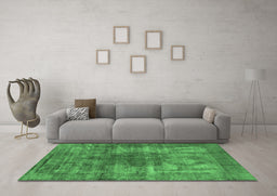 Machine Washable Oriental Emerald Green Industrial Area Rugs in a Living Room,, wshurb582emgrn