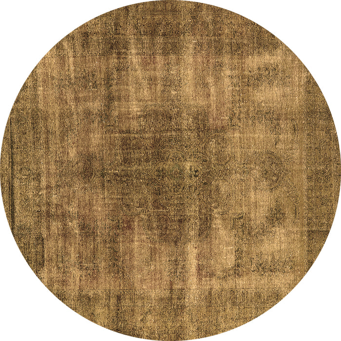 Round Oriental Brown Industrial Rug, urb582brn