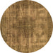 Round Oriental Brown Industrial Rug, urb582brn