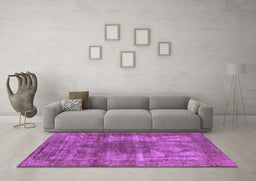 Machine Washable Oriental Purple Industrial Area Rugs in a Living Room, wshurb582pur
