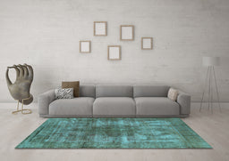 Machine Washable Oriental Light Blue Industrial Rug in a Living Room, wshurb582lblu