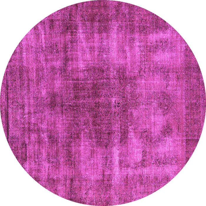 Round Machine Washable Oriental Pink Industrial Rug, wshurb582pnk