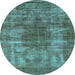 Round Oriental Light Blue Industrial Rug, urb582lblu