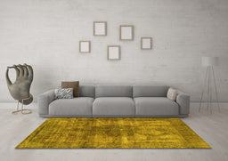 Machine Washable Oriental Yellow Industrial Rug in a Living Room, wshurb582yw