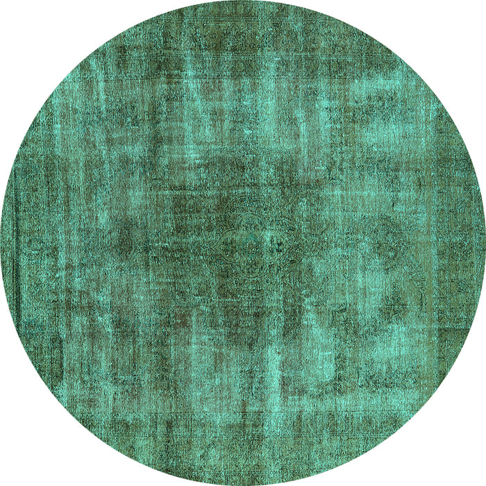 Round Oriental Turquoise Industrial Rug, urb582turq