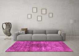 Machine Washable Oriental Pink Industrial Rug in a Living Room, wshurb582pnk