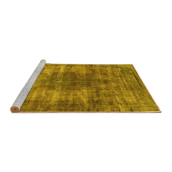 Sideview of Machine Washable Oriental Yellow Industrial Rug, wshurb582yw