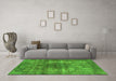 Machine Washable Oriental Green Industrial Area Rugs in a Living Room,, wshurb582grn