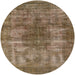 Round Mid-Century Modern Orange Brown Oriental Rug, urb582