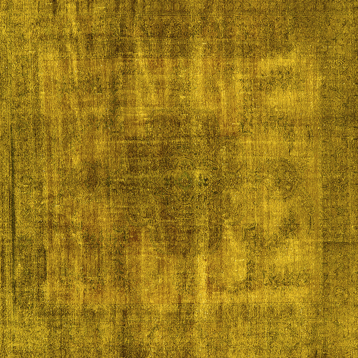Square Machine Washable Oriental Yellow Industrial Rug, wshurb582yw