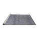 Sideview of Machine Washable Industrial Modern Blue Gray Rug, wshurb583