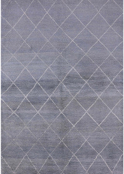 Mid-Century Modern Blue Gray Oriental Rug, urb583
