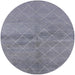 Round Mid-Century Modern Blue Gray Oriental Rug, urb583