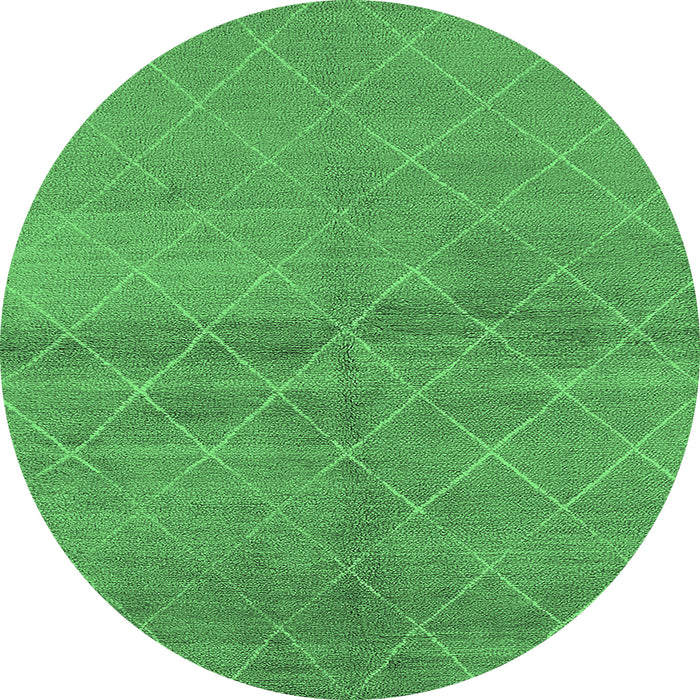 Round Machine Washable Oriental Emerald Green Industrial Area Rugs, wshurb583emgrn