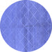 Round Machine Washable Oriental Blue Industrial Rug, wshurb583blu