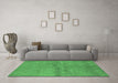Machine Washable Oriental Emerald Green Industrial Area Rugs in a Living Room,, wshurb583emgrn