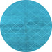 Round Machine Washable Oriental Light Blue Industrial Rug, wshurb583lblu