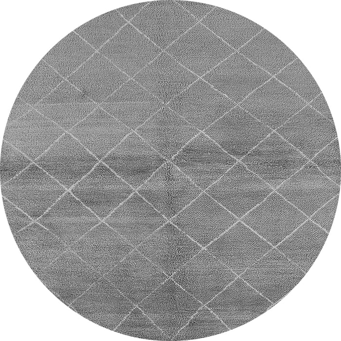 Round Machine Washable Oriental Gray Industrial Rug, wshurb583gry