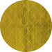 Round Machine Washable Oriental Yellow Industrial Rug, wshurb583yw