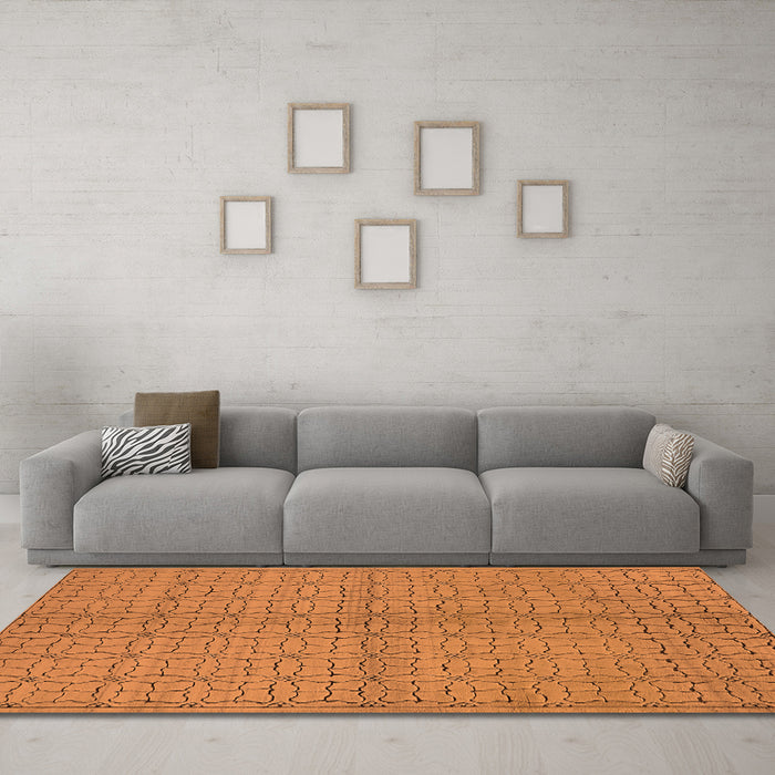 Machine Washable Oriental Orange Industrial Area Rugs in a Living Room, wshurb584org