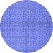 Round Machine Washable Oriental Blue Industrial Rug, wshurb584blu