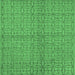 Square Machine Washable Oriental Emerald Green Industrial Area Rugs, wshurb584emgrn