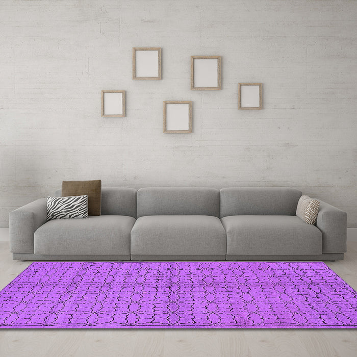 Machine Washable Oriental Purple Industrial Area Rugs in a Living Room, wshurb584pur