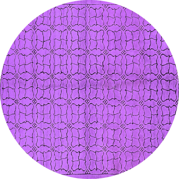 Round Machine Washable Oriental Purple Industrial Area Rugs, wshurb584pur