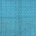 Square Machine Washable Oriental Light Blue Industrial Rug, wshurb584lblu