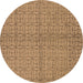 Round Machine Washable Oriental Brown Industrial Rug, wshurb584brn