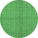 Round Oriental Emerald Green Industrial Rug, urb584emgrn