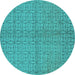 Round Oriental Turquoise Industrial Rug, urb584turq