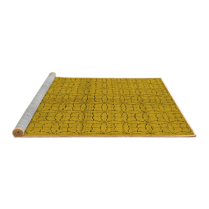 Sideview of Machine Washable Oriental Yellow Industrial Rug, wshurb584yw