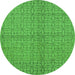 Round Machine Washable Oriental Green Industrial Area Rugs, wshurb584grn