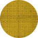 Round Machine Washable Oriental Yellow Industrial Rug, wshurb584yw