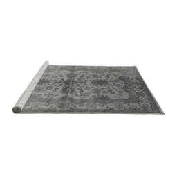 Sideview of Machine Washable Oriental Gray Industrial Rug, wshurb585gry