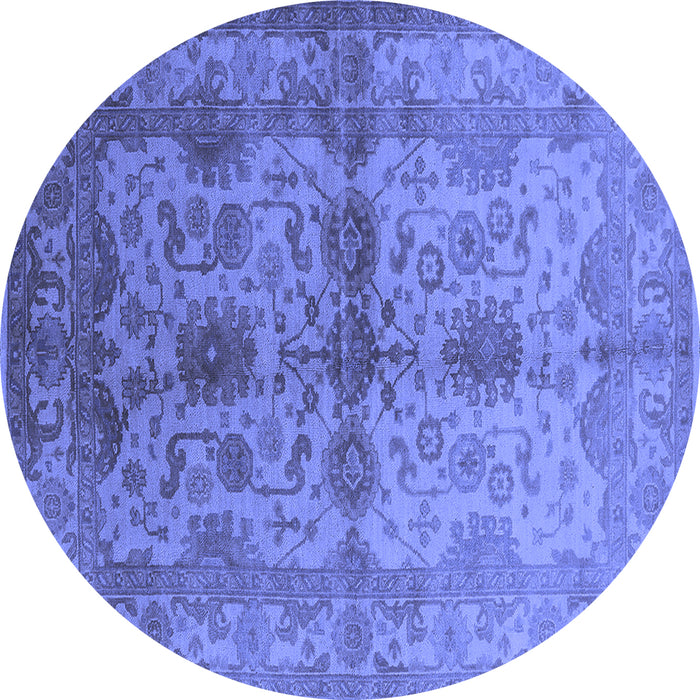 Round Oriental Blue Industrial Rug, urb585blu