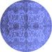 Round Oriental Blue Industrial Rug, urb585blu