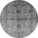 Round Oriental Gray Industrial Rug, urb585gry