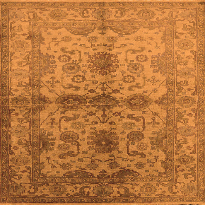 Square Oriental Orange Industrial Rug, urb585org
